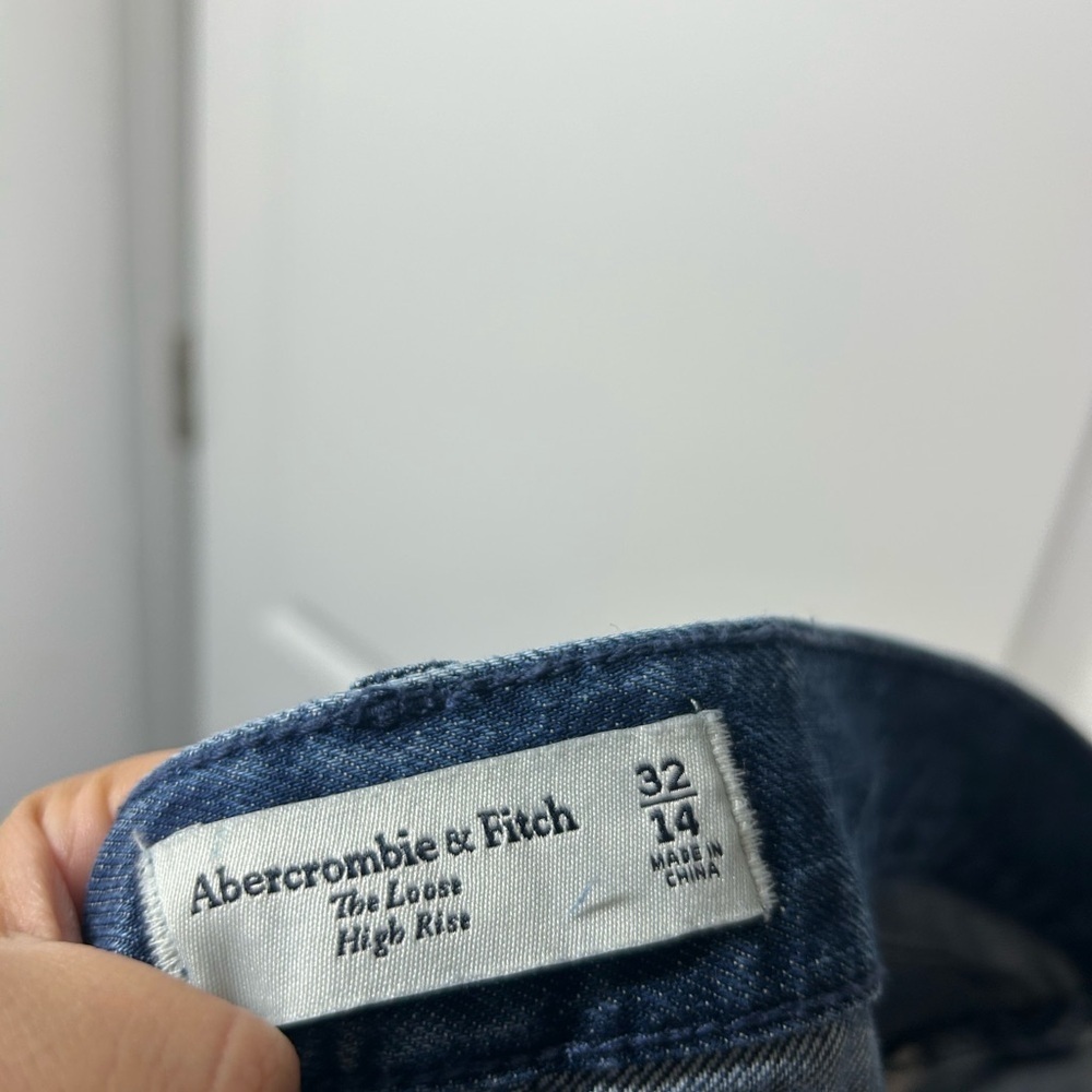 Abercrombie & Fitch The Loose High Rise Relaxed Pinstripe Blue Jeans size 32 - Picture 15 of 15